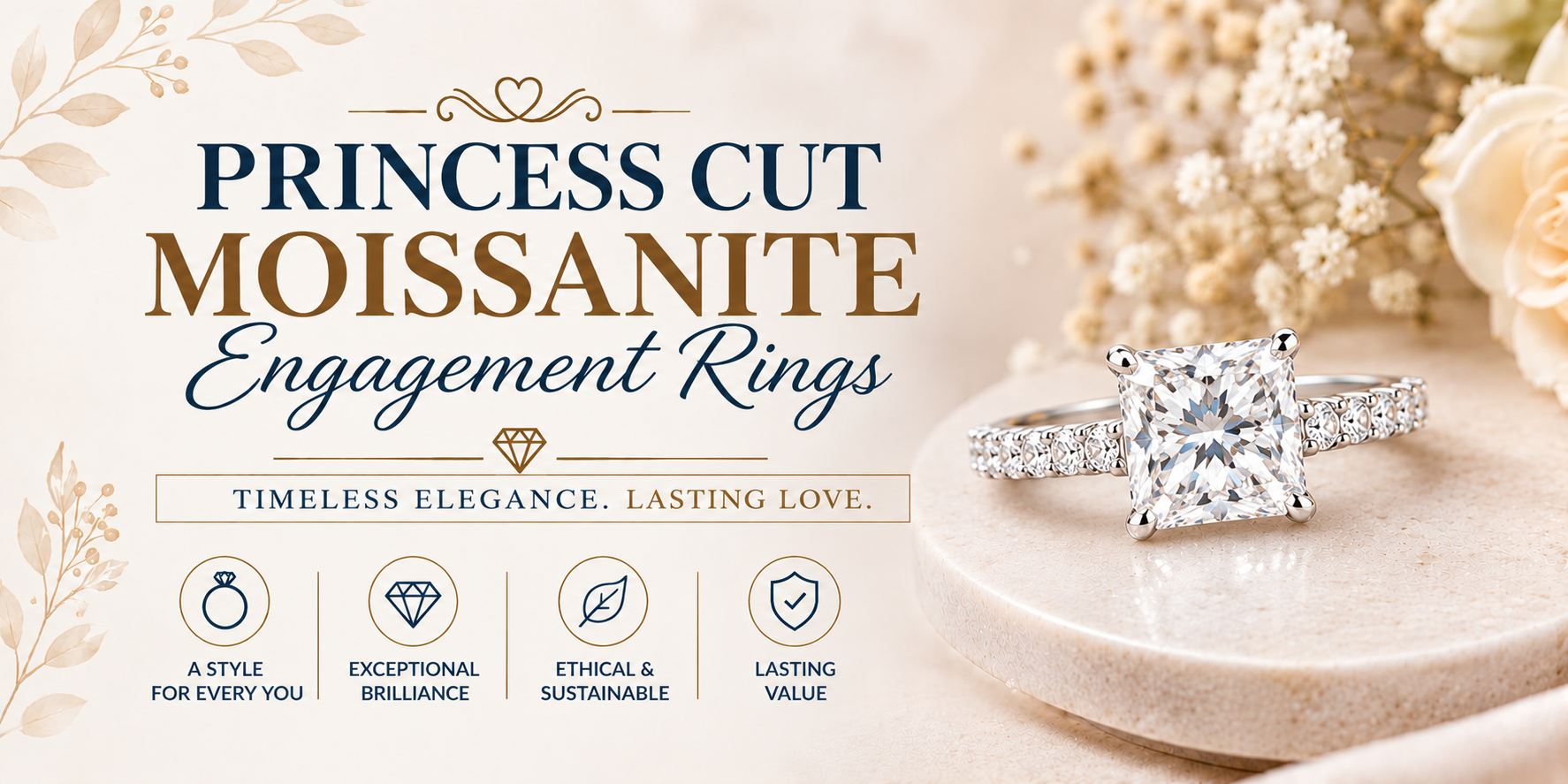 Princess Cut Moissanite Engagement Rings