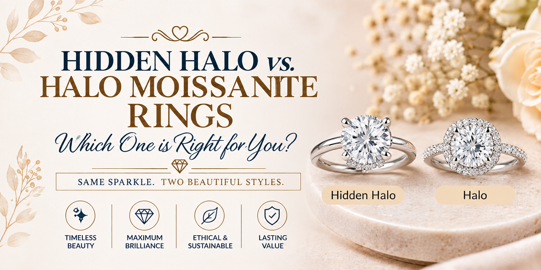 Hidden Halo vs. Halo Moissanite Rings