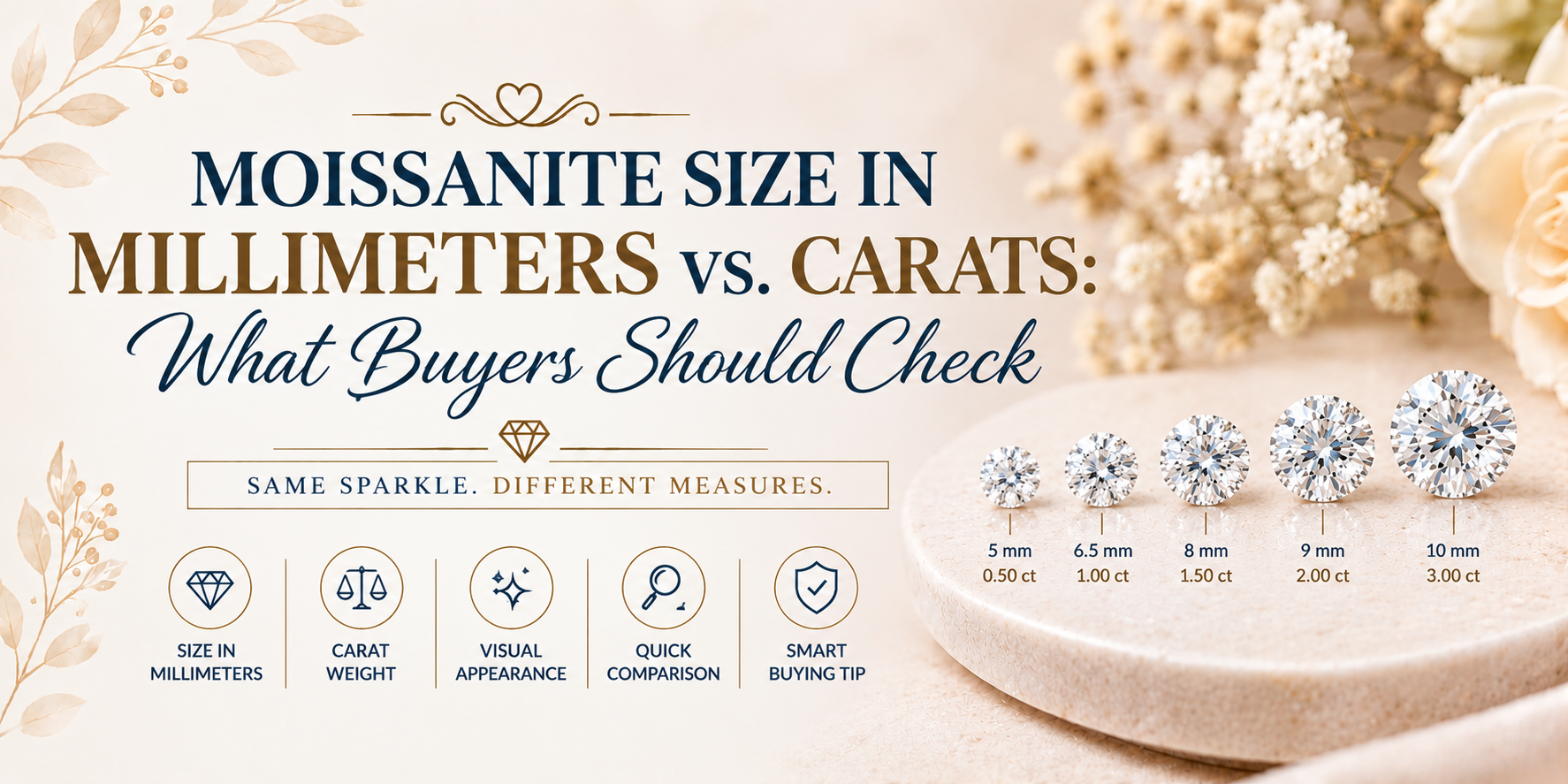 Moissanite Size in Millimeters vs. Carats: What Buyers Should Check