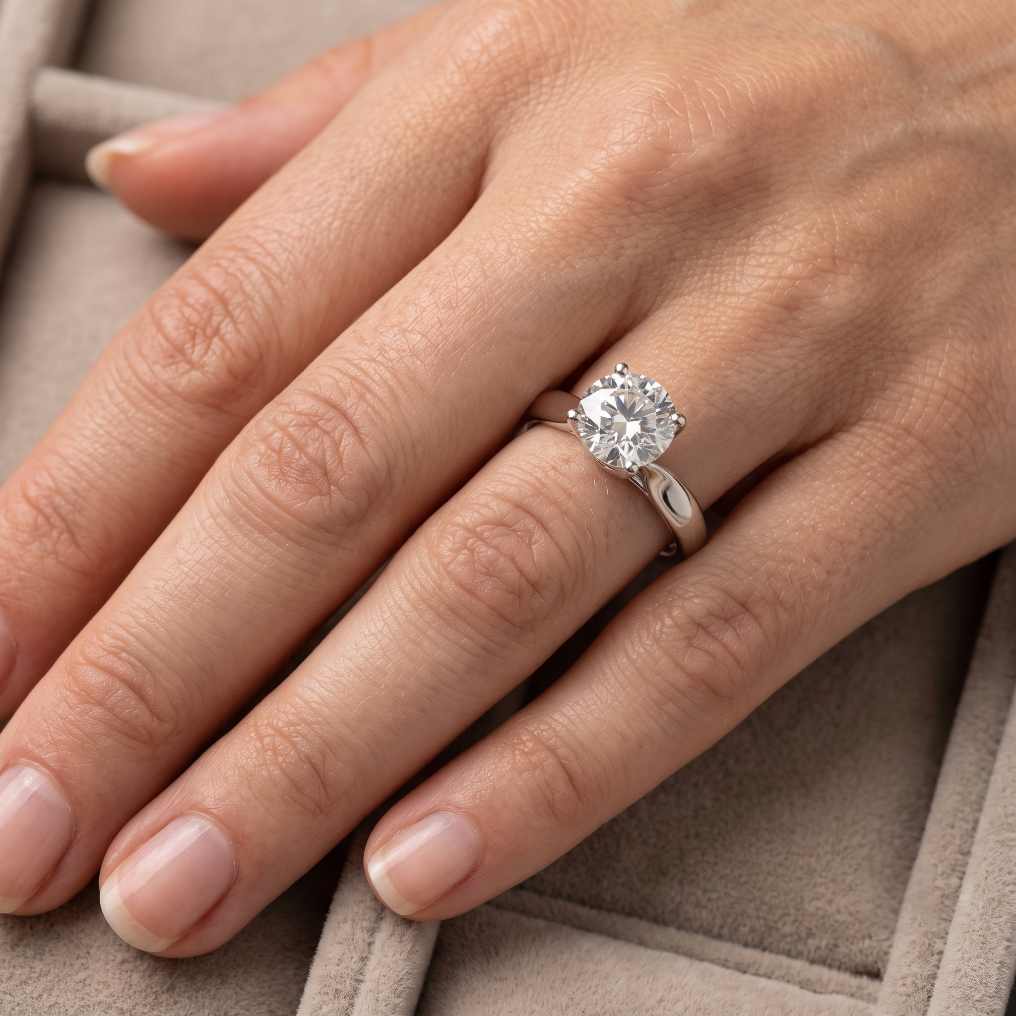 Classic Round Brilliant Tapered Solitaire Engagement Ring