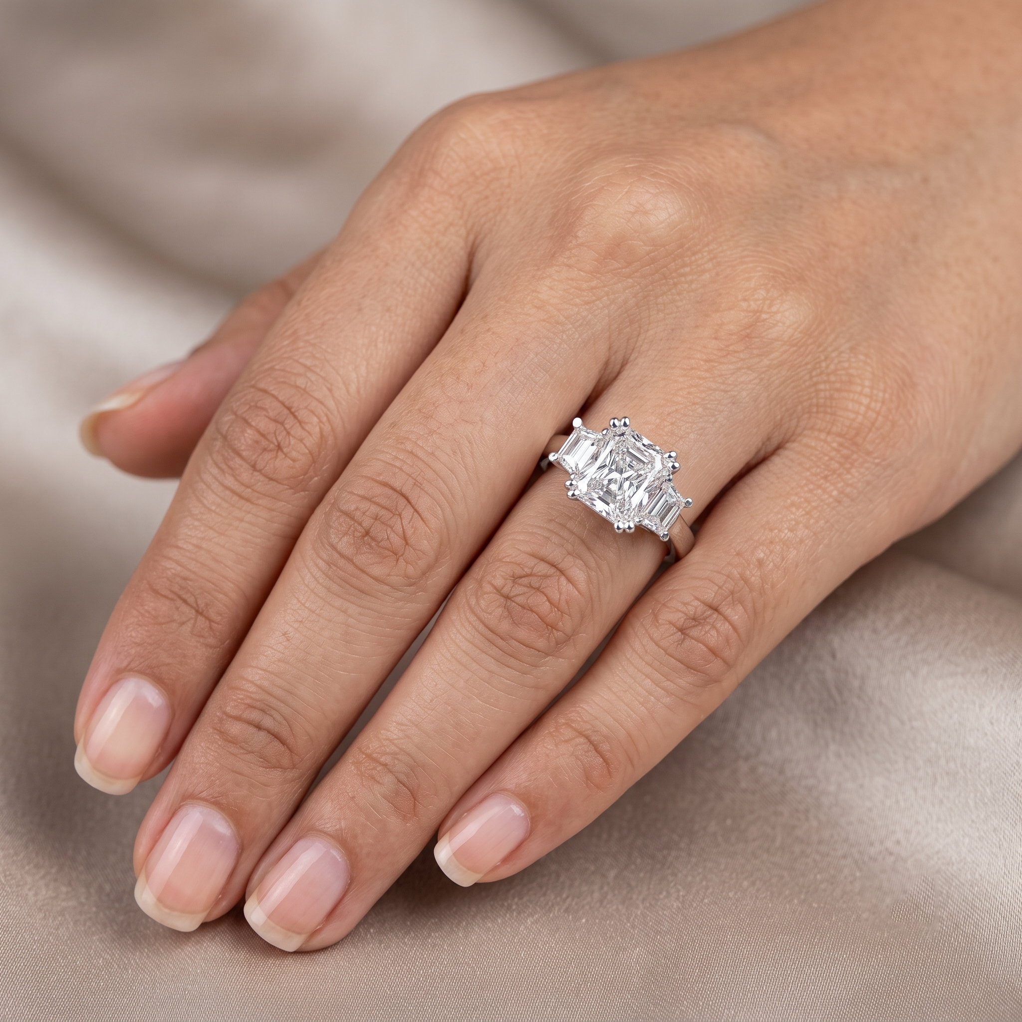 The Classic Radiant Trilogy Three-stone Engagement Ring for Women