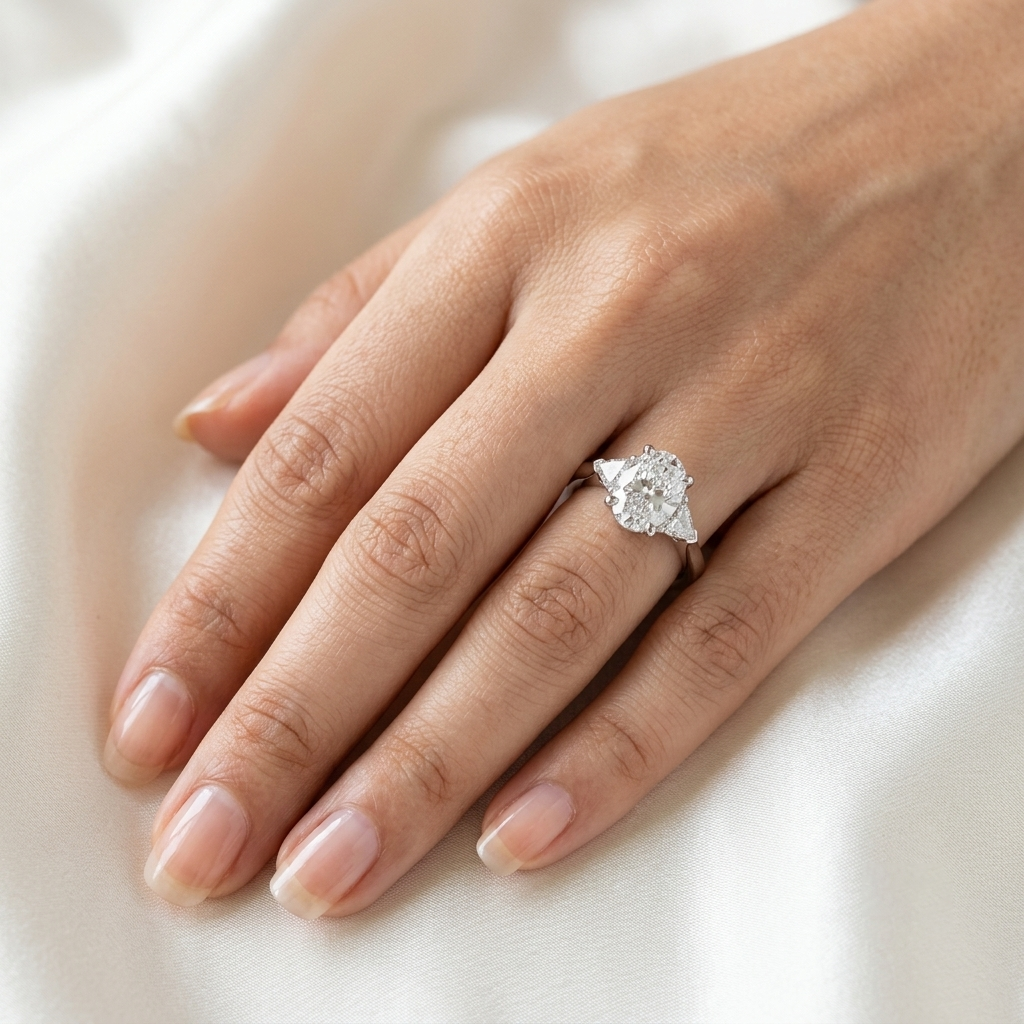 The Three-Stone Cushion and Trillion Moissanite Engagement Ring