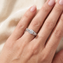 Solitaire Moissanite Engagement Ring with Pave Diamond Split Shank