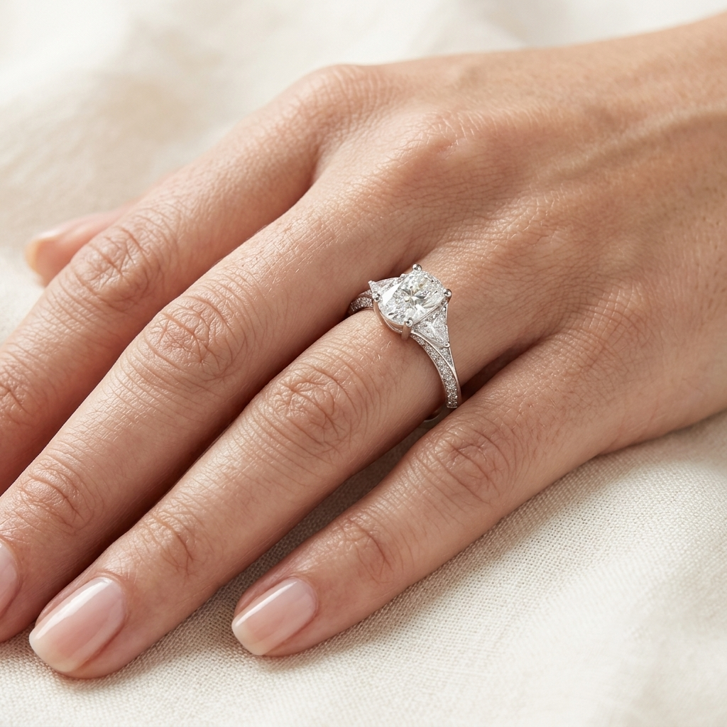 The Classic Trillion-Accent Cushion Cut Engagement Ring for Women