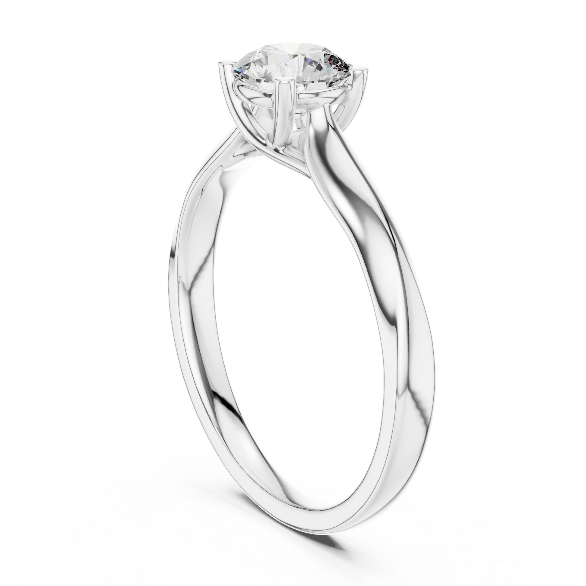Classic Round Brilliant Tapered Solitaire Engagement Ring