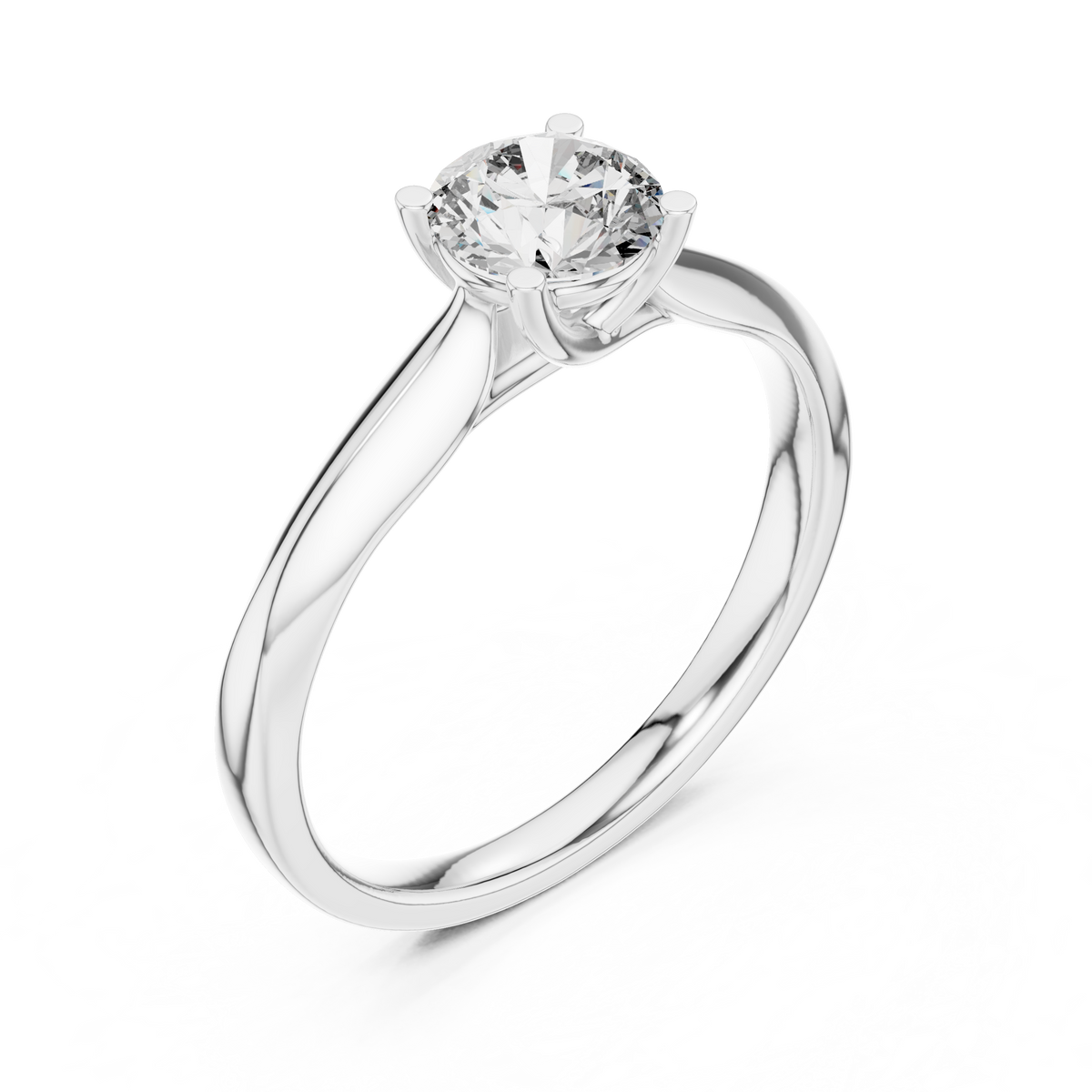 Classic Round Brilliant Tapered Solitaire Engagement Ring