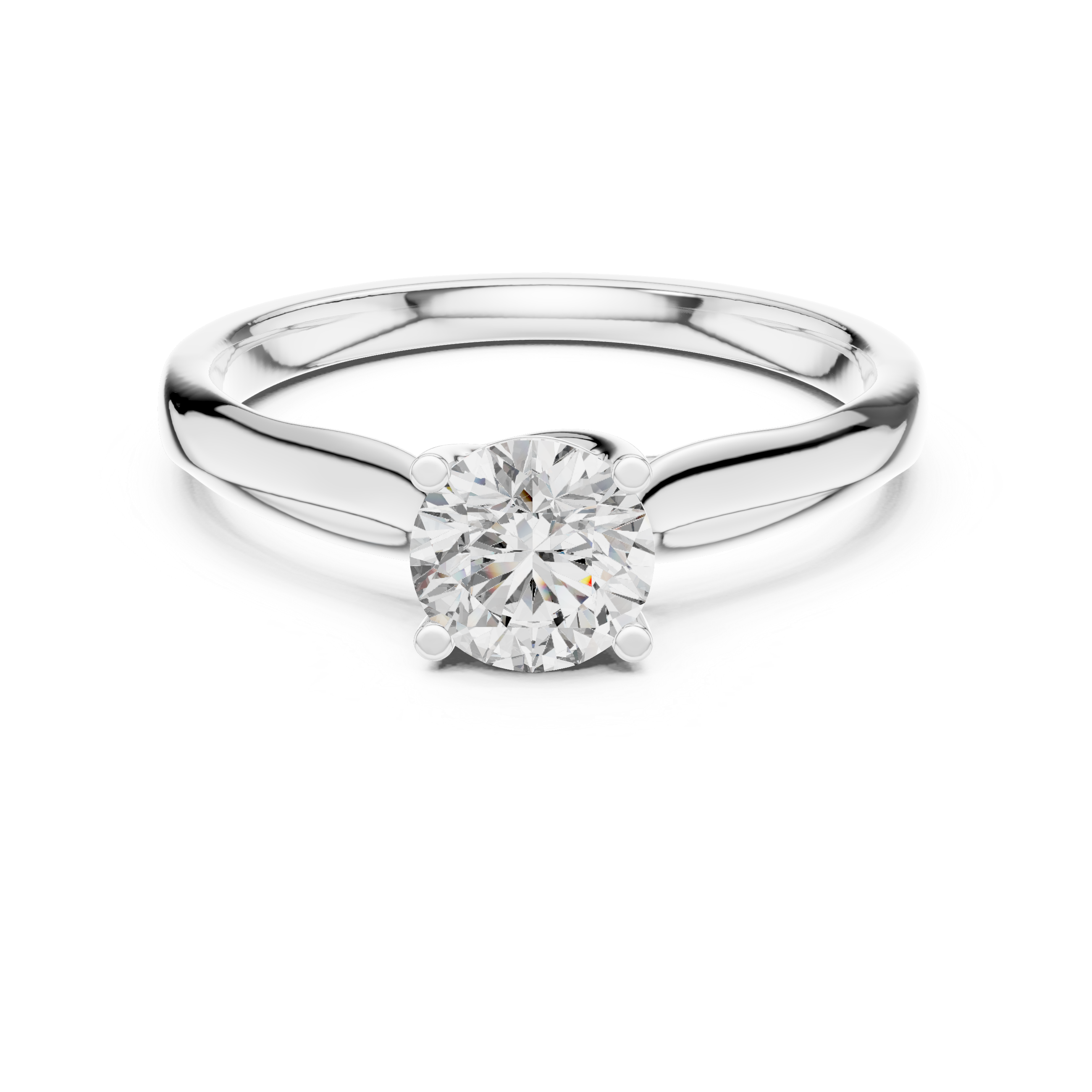Classic Round Brilliant Tapered Solitaire Engagement Ring