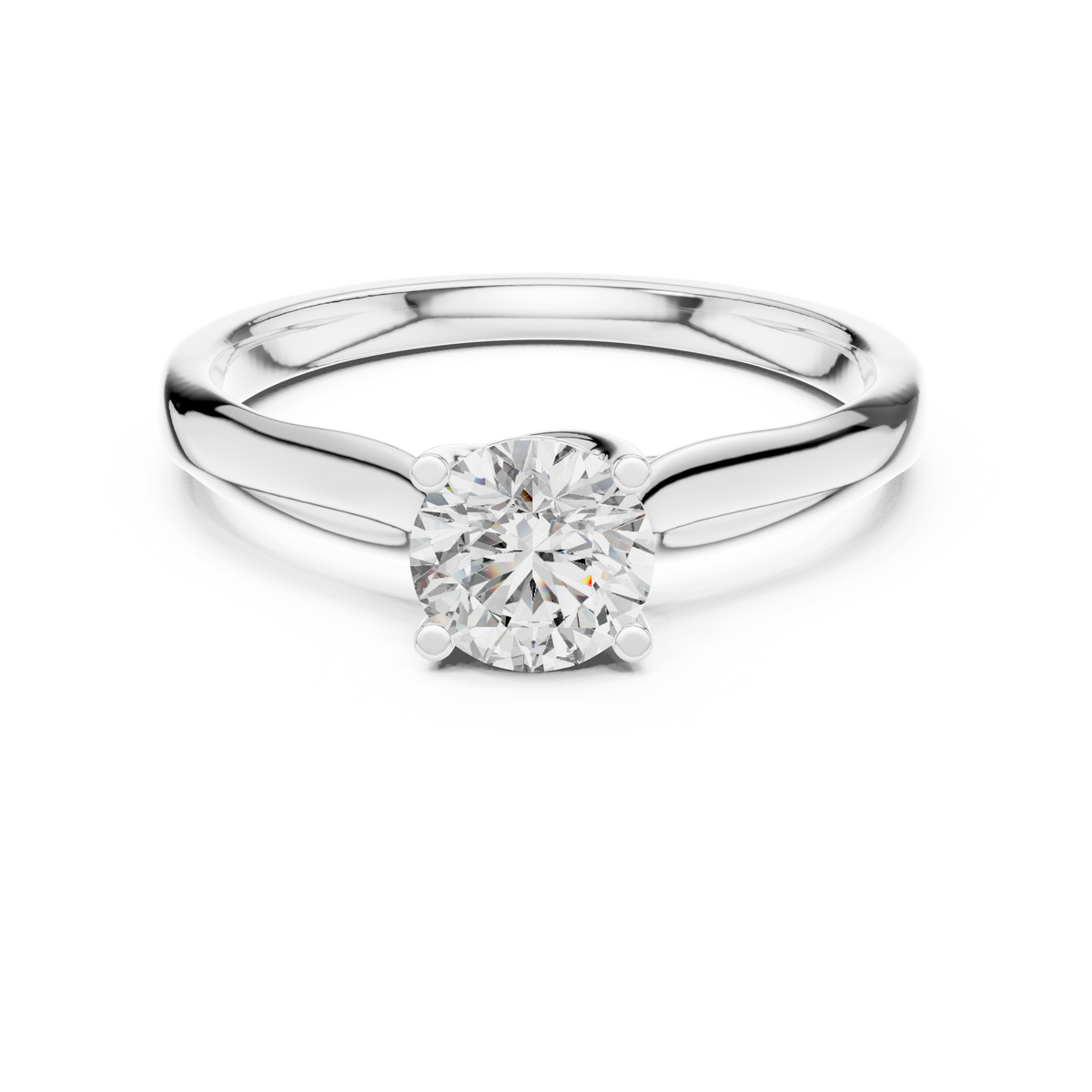 Classic Round Brilliant Tapered Solitaire Engagement Ring