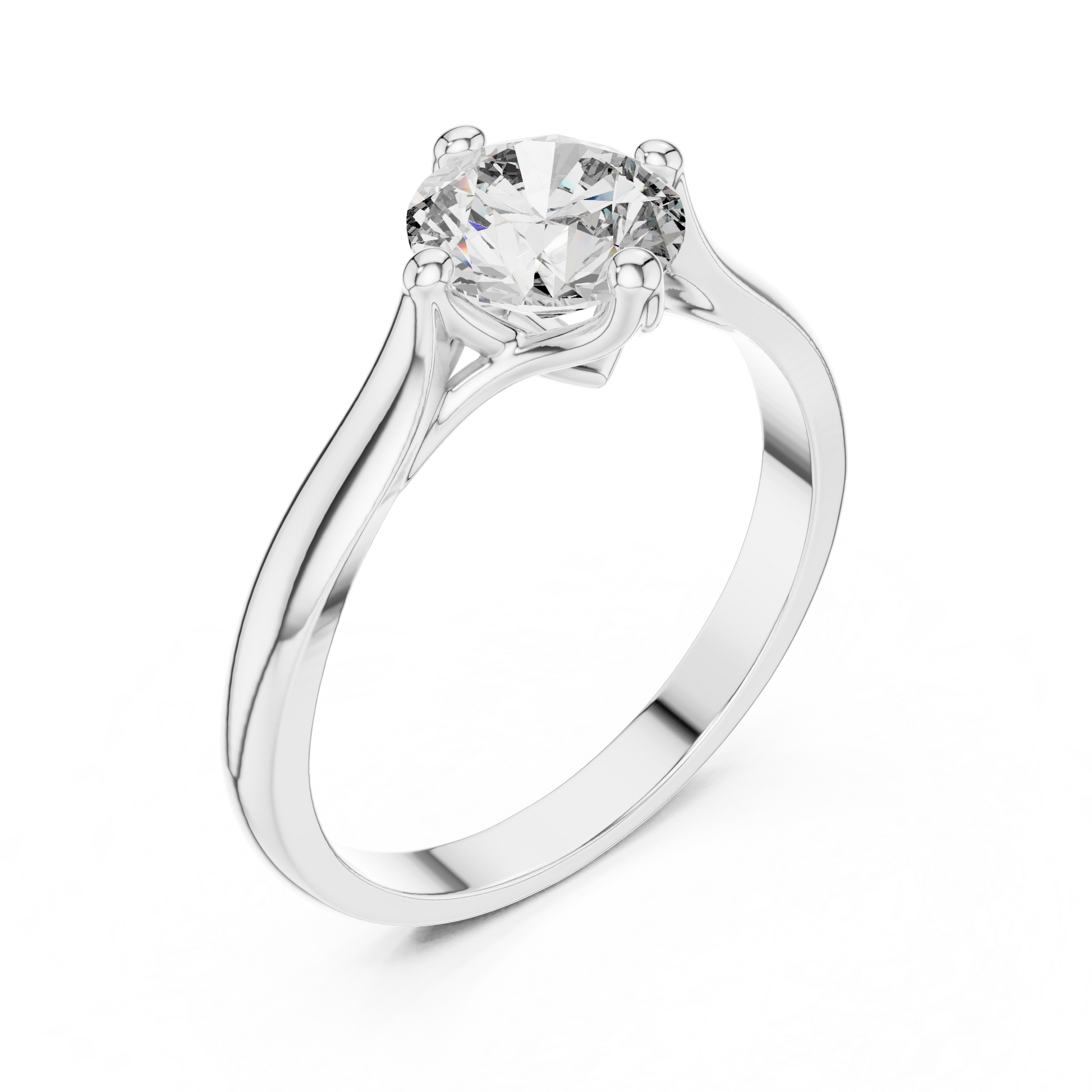 925 Sterling Silver Round Brilliant Moissanite Lotus Solitaire Engagement Ring