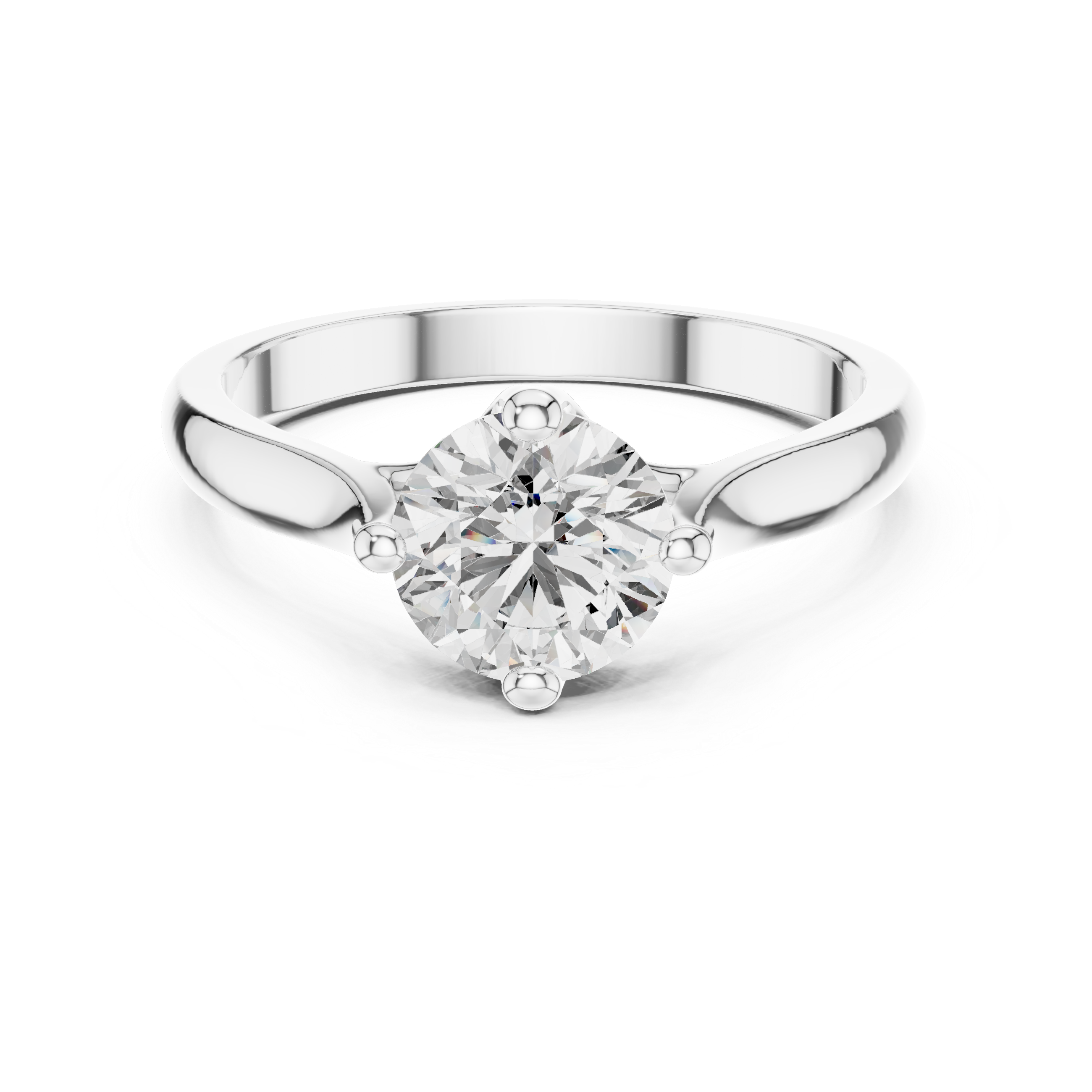 925 Sterling Silver Round Brilliant Moissanite Lotus Solitaire Engagement Ring