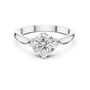 925 Sterling Silver Round Brilliant Moissanite Lotus Solitaire Engagement Ring