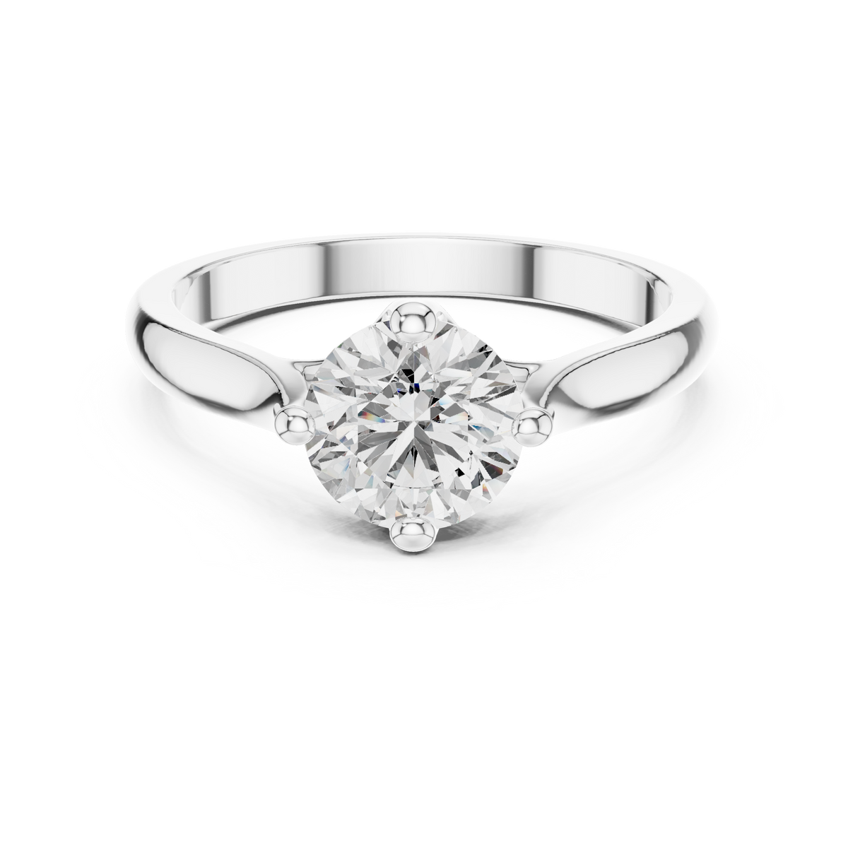 925 Sterling Silver Round Brilliant Moissanite Lotus Solitaire Engagement Ring