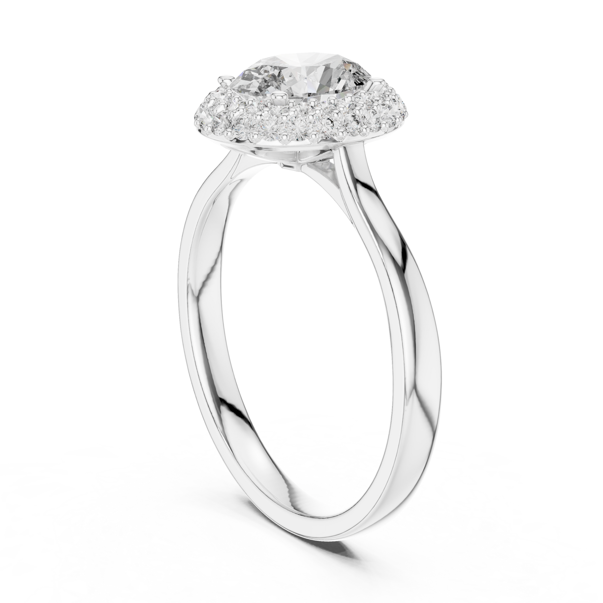 Oval Engagement Ring with Double Halo in Sterling Silver