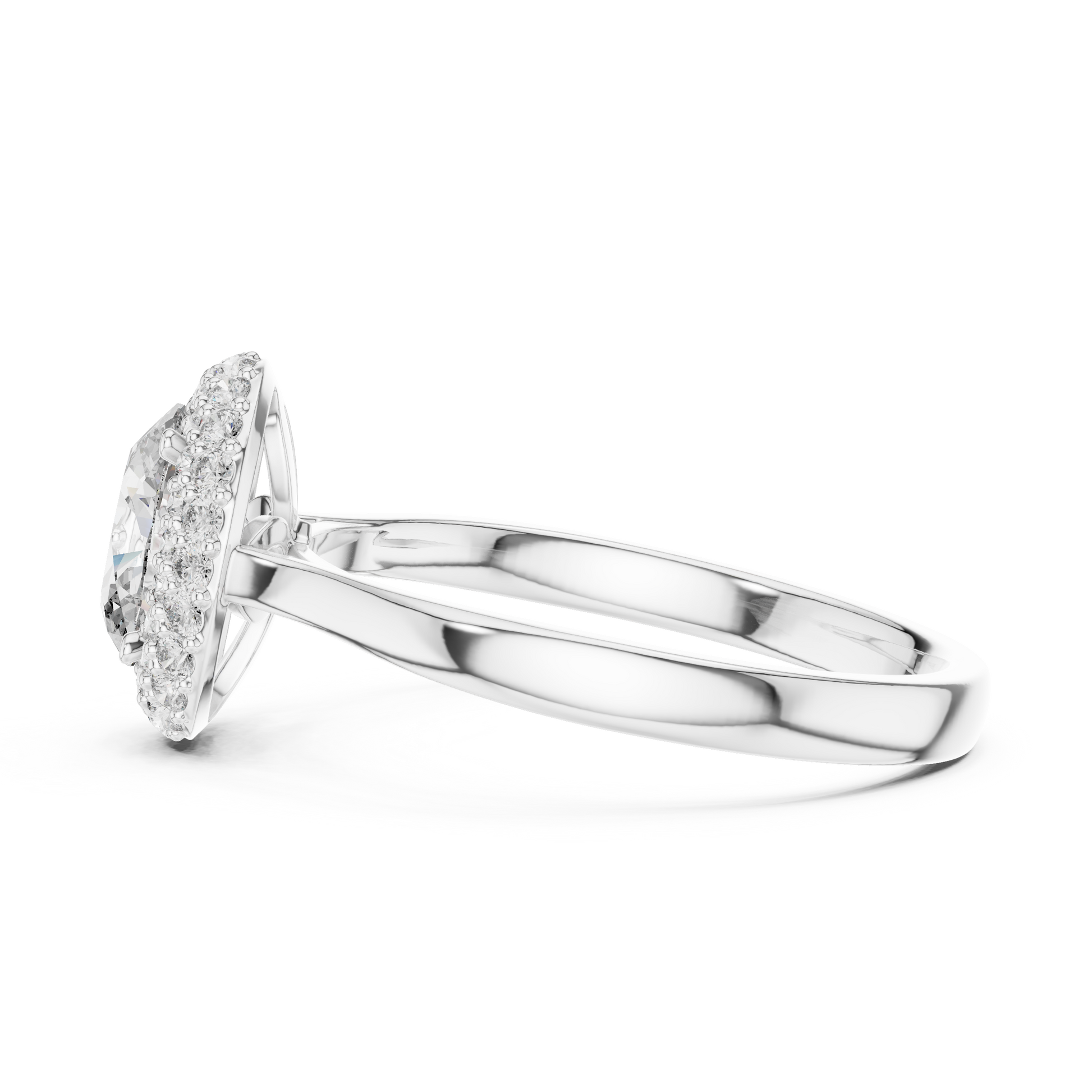 Oval Engagement Ring with Double Halo in Sterling Silver
