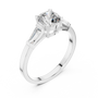 Three-Stone Cushion and Tapered Baguette Trilogy Engagement Ring
