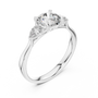 The Aria Round and Pear Cut Three-Stone Engagement Ring in Sterling Silver