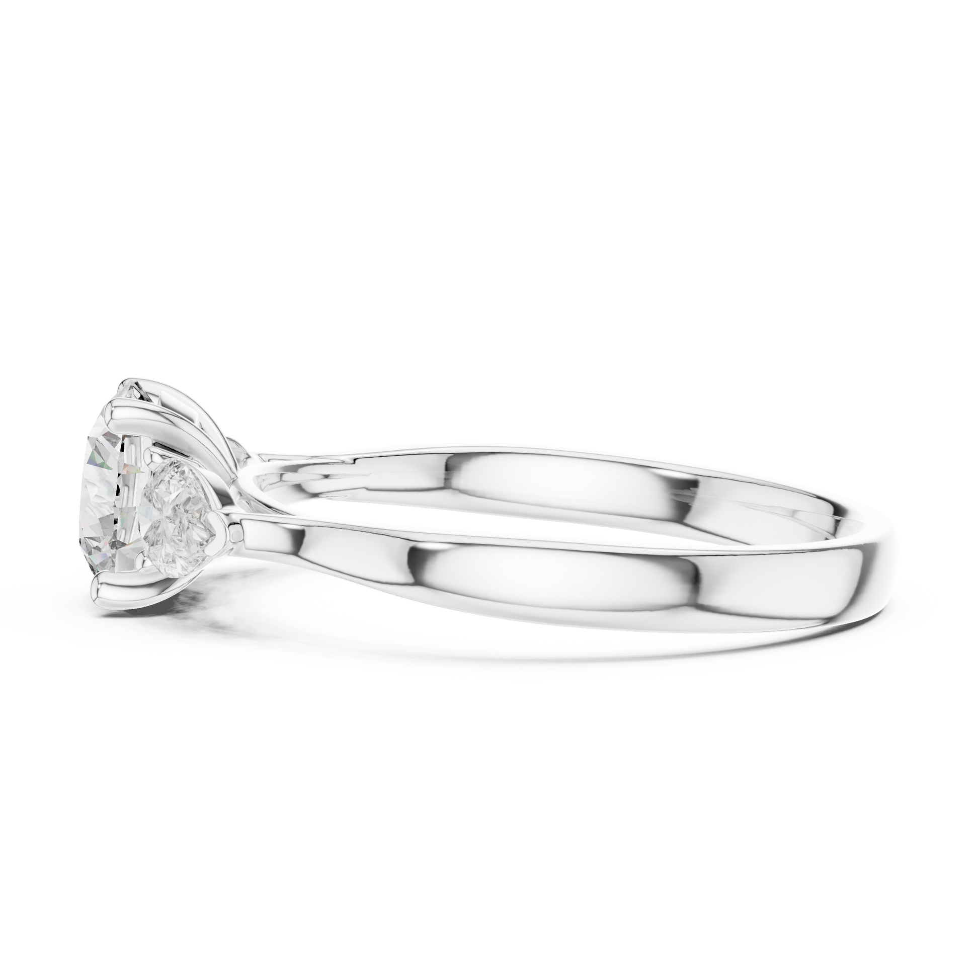 The Aria Round and Pear Cut Three-Stone Engagement Ring in Sterling Silver