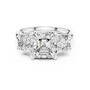 925 Sterling Silver Three-Stone Asscher & Princess Cut Moissanite Engagement Ring