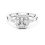The Art Deco Asscher & Baguette Halo Trilogy Three Stone Engagement Ring