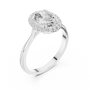 Oval Moissanite Halo Engagement Ring in Sterling Silver