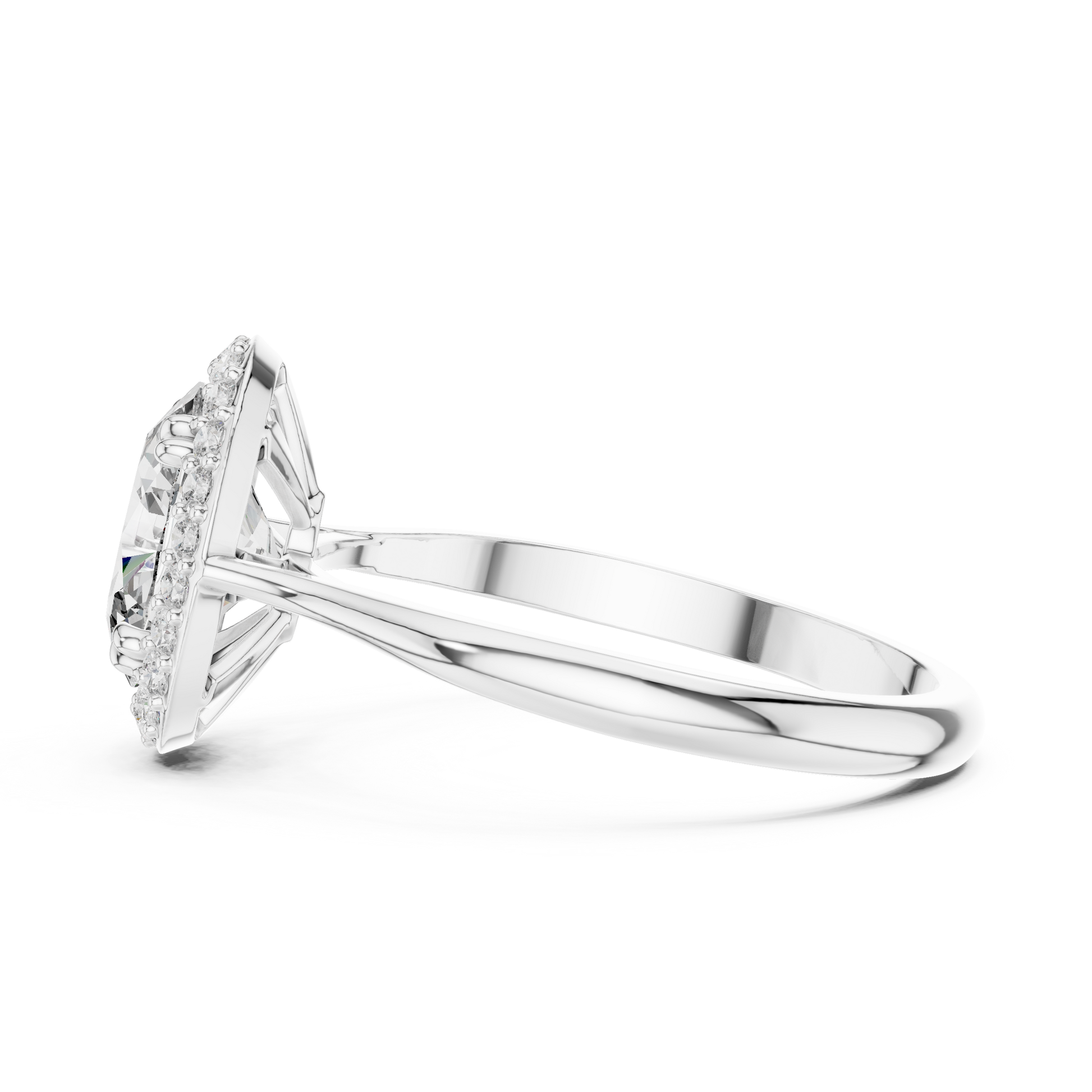 Oval Moissanite Halo Engagement Ring in Sterling Silver