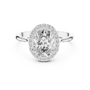 Oval Moissanite Halo Engagement Ring in Sterling Silver