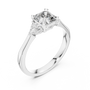 Asscher-Cut Architectural Three-Stone Engagement Ring with Trillion-Cut Side Accents