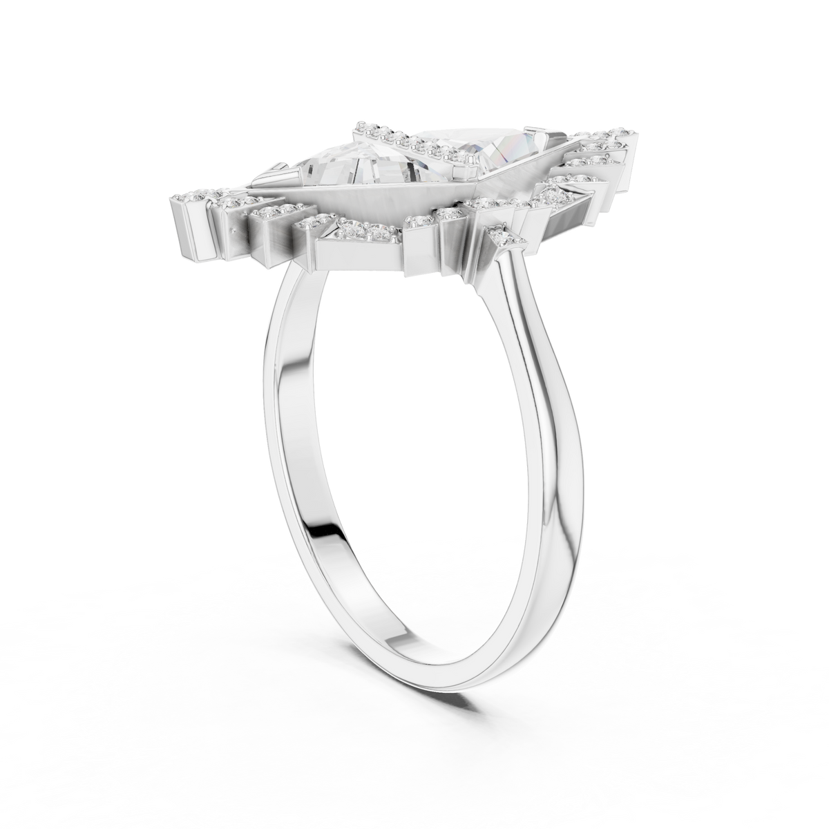 Celestial Prism-Core Triangle Moissanite Halo Engagement Ring