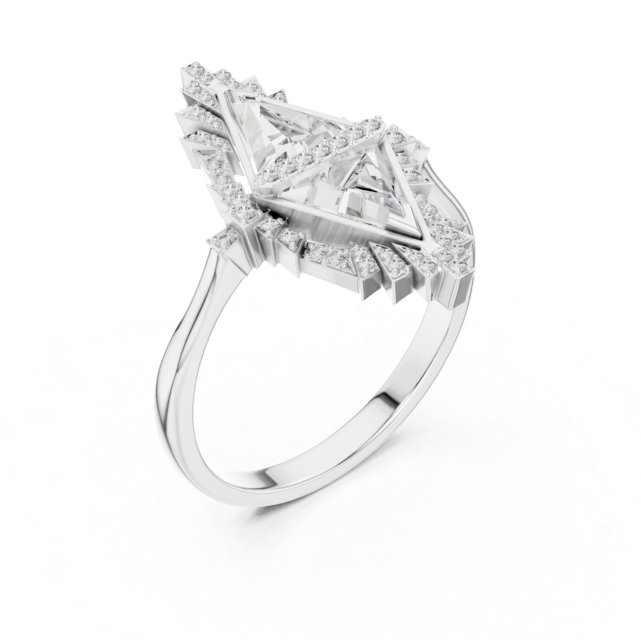 Celestial Prism-Core Triangle Moissanite Halo Engagement Ring