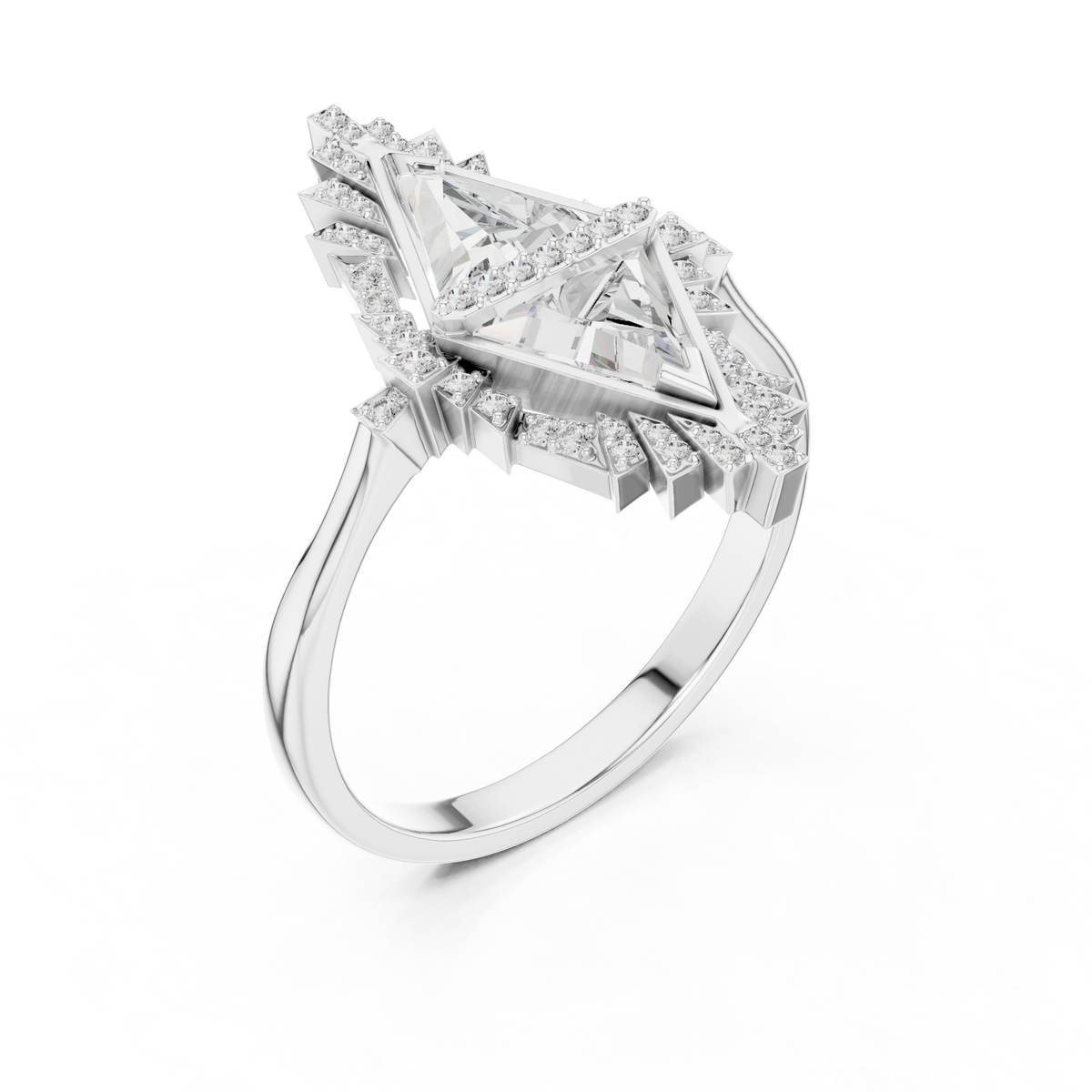Celestial Prism-Core Triangle Moissanite Halo Engagement Ring