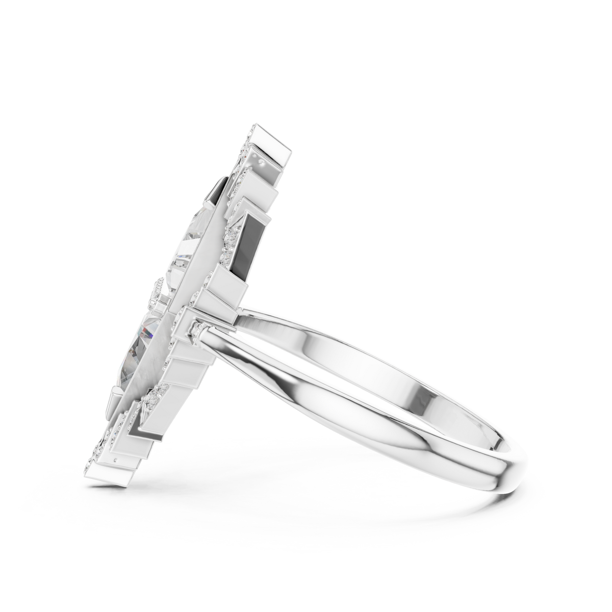 Celestial Prism-Core Triangle Moissanite Halo Engagement Ring
