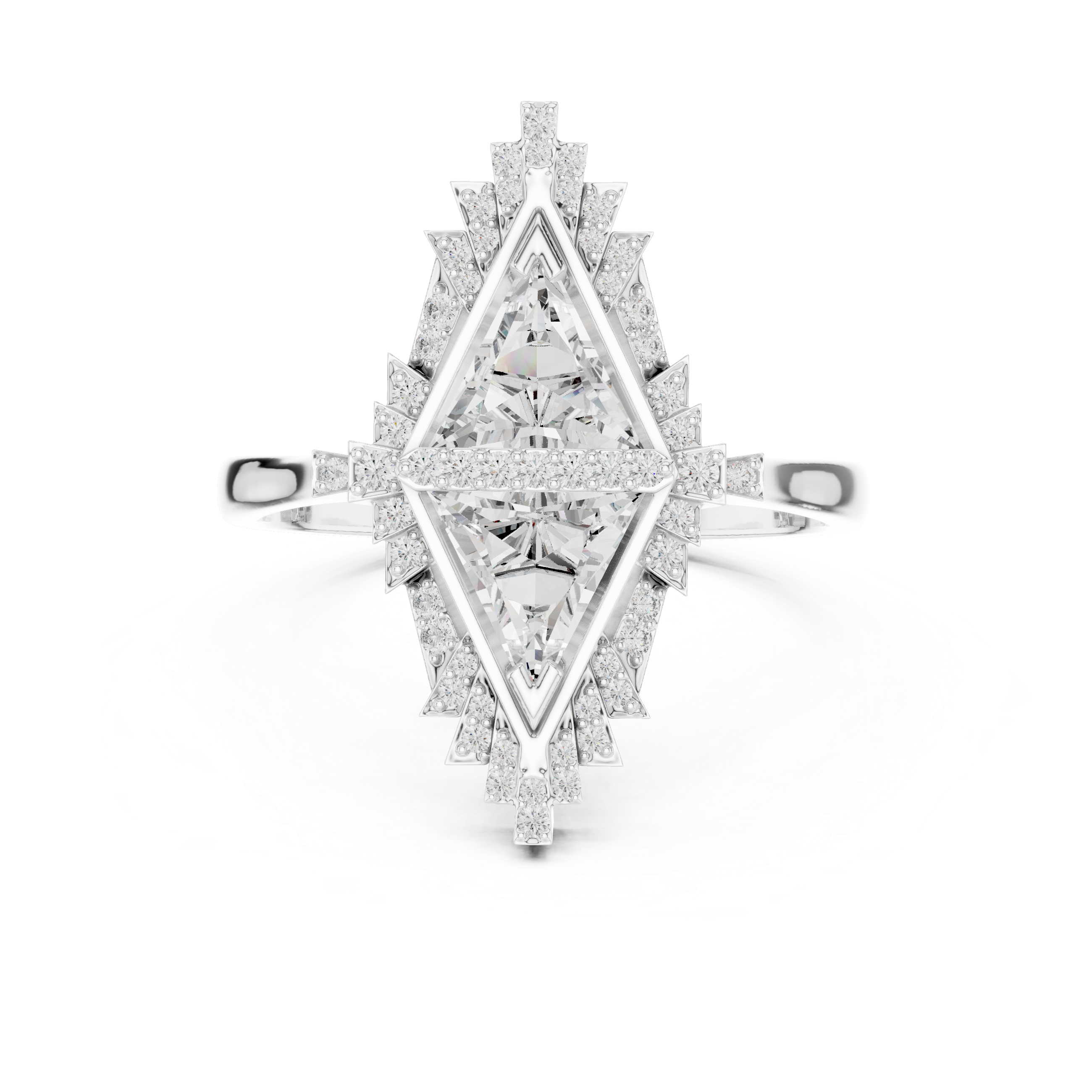 Celestial Prism-Core Triangle Moissanite Halo Engagement Ring