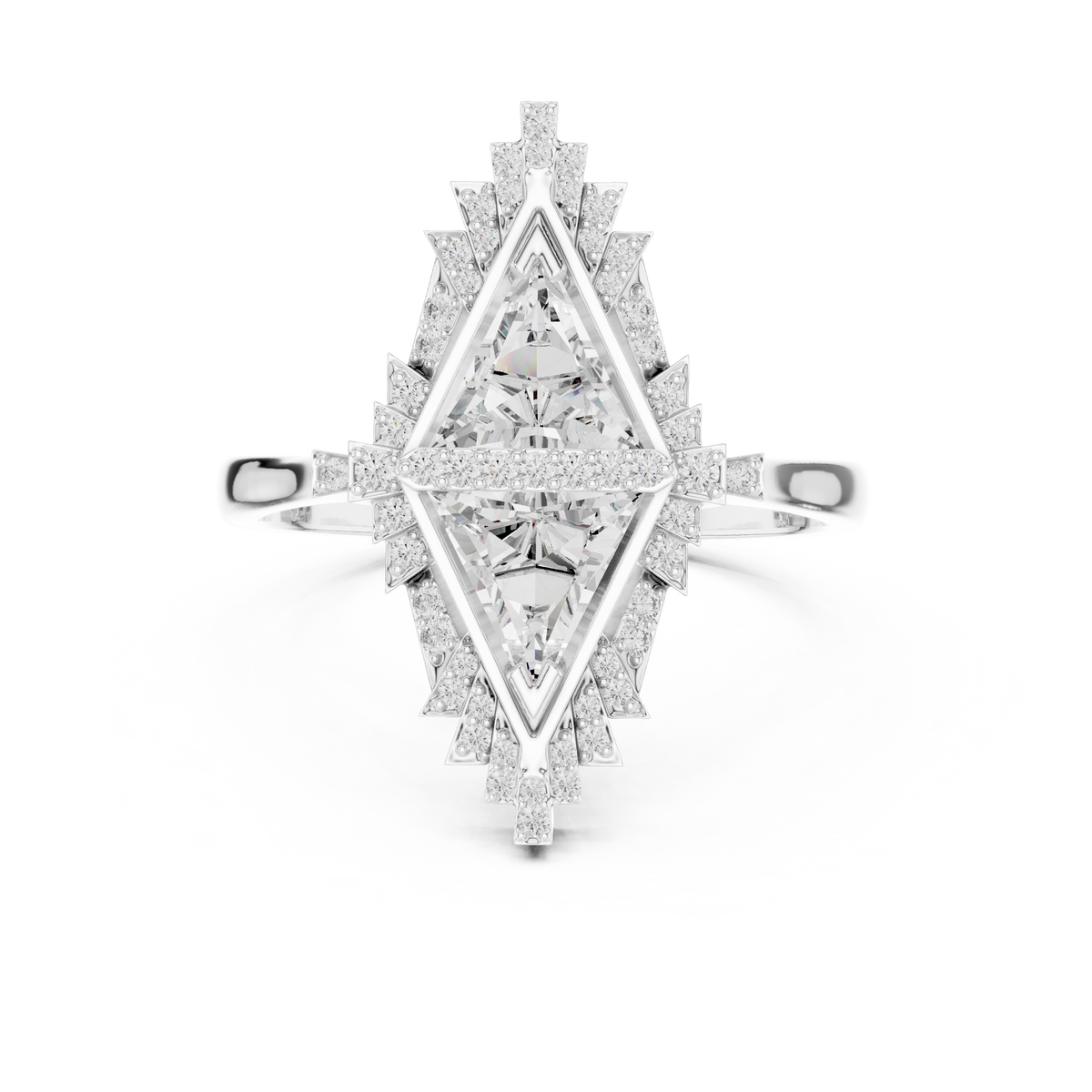 Celestial Prism-Core Triangle Moissanite Halo Engagement Ring