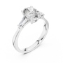 Classic Trilogy Oval Three-Stone Engagement Ring with Tapered Baguette Accents