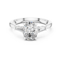 Classic Trilogy Oval Three-Stone Engagement Ring with Tapered Baguette Accents
