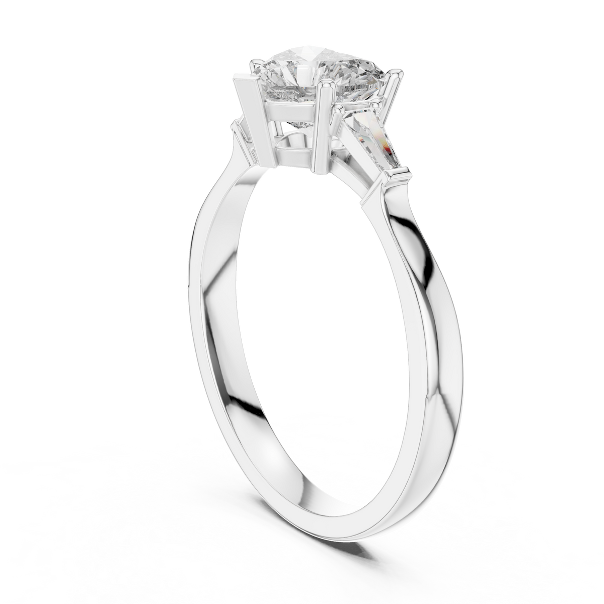 Love Heart-Cut Moissanite Three-Stone Sterling Silver Engagement Ring