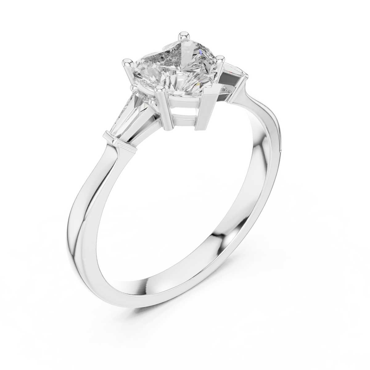 Love Heart-Cut Moissanite Three-Stone Sterling Silver Engagement Ring