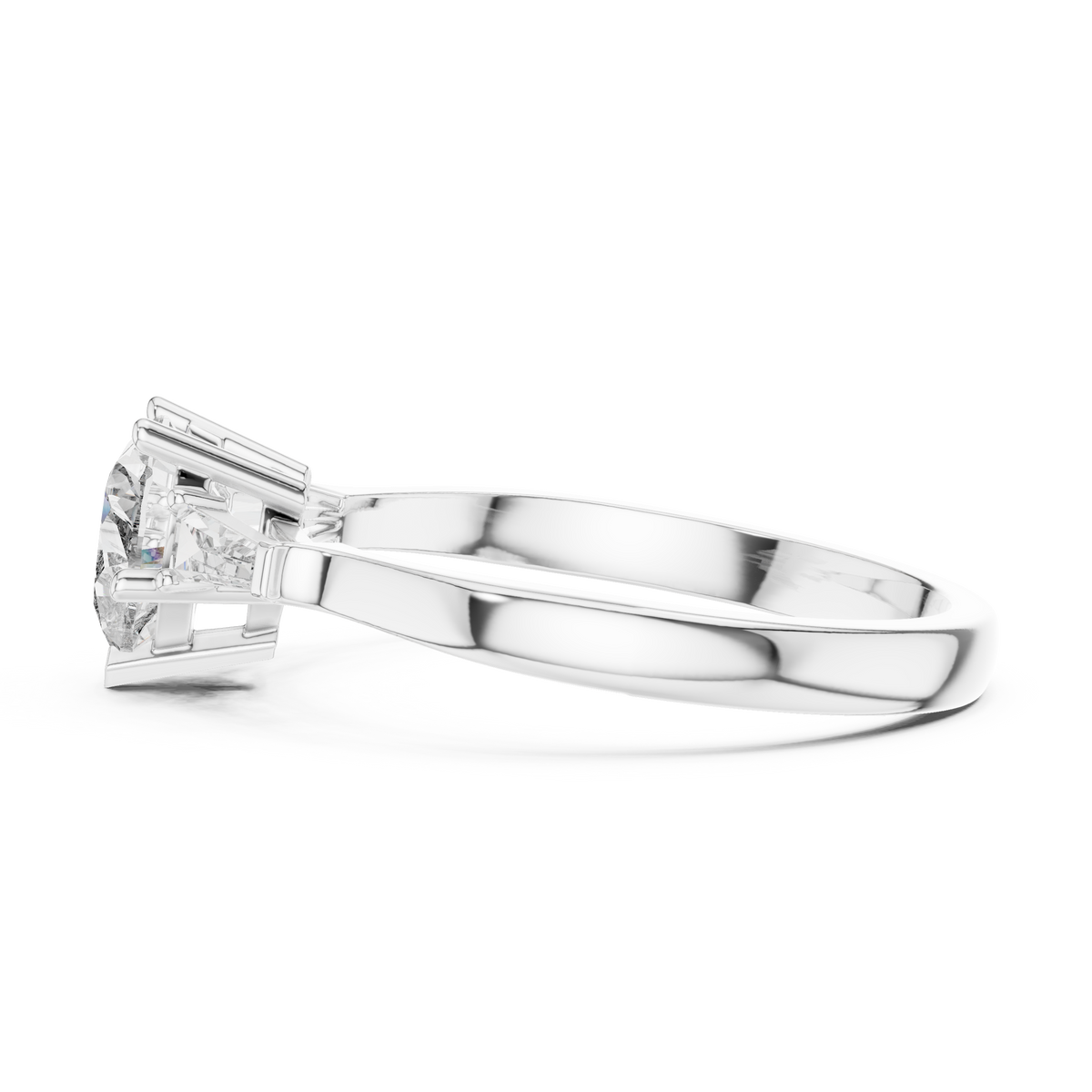 Love Heart-Cut Moissanite Three-Stone Sterling Silver Engagement Ring