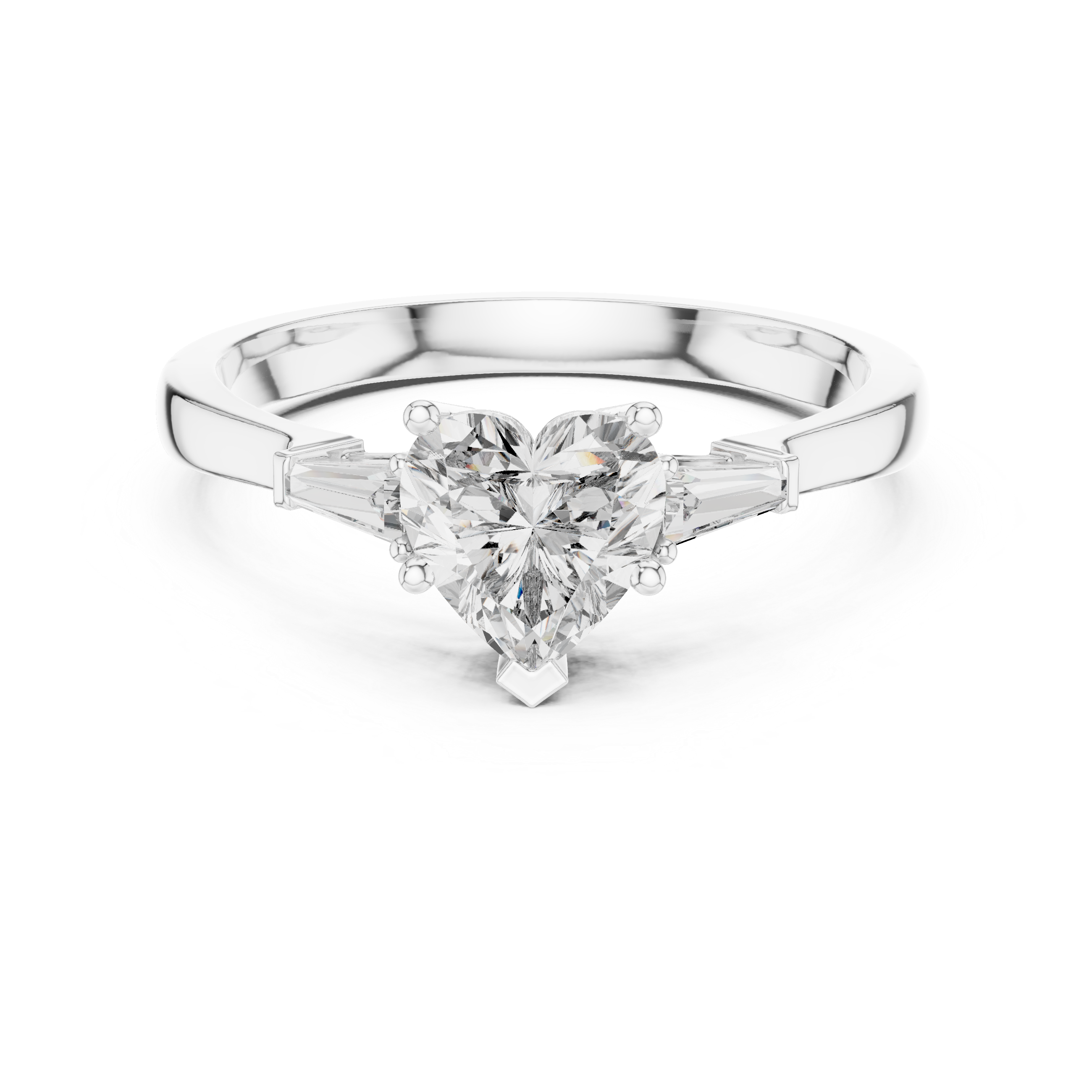 Love Heart-Cut Moissanite Three-Stone Sterling Silver Engagement Ring