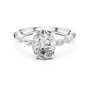 Oval Cut Solitaire Engagement Ring with Graduated Marquise Accent Band