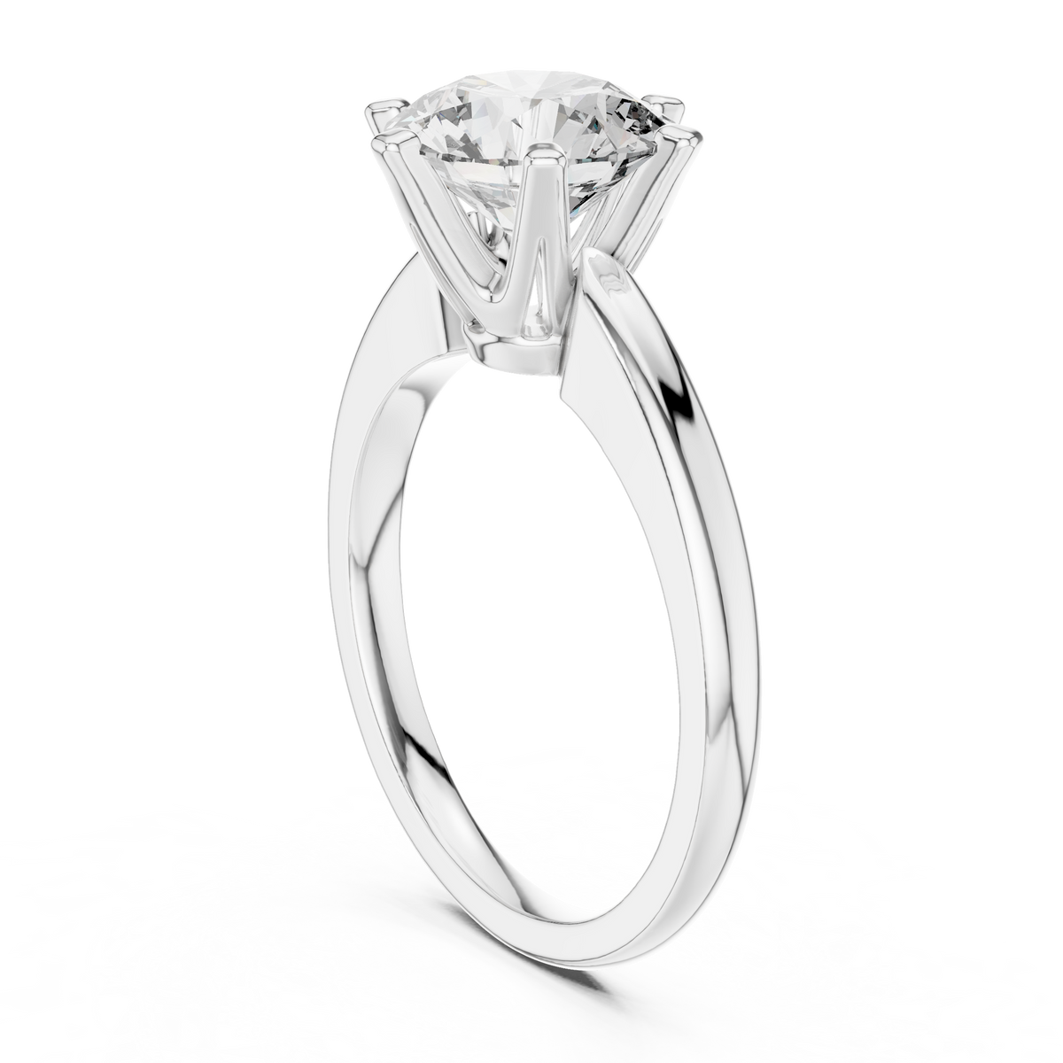 Timeless Tiffany-style Six-Prong Round Solitaire Engagement Ring