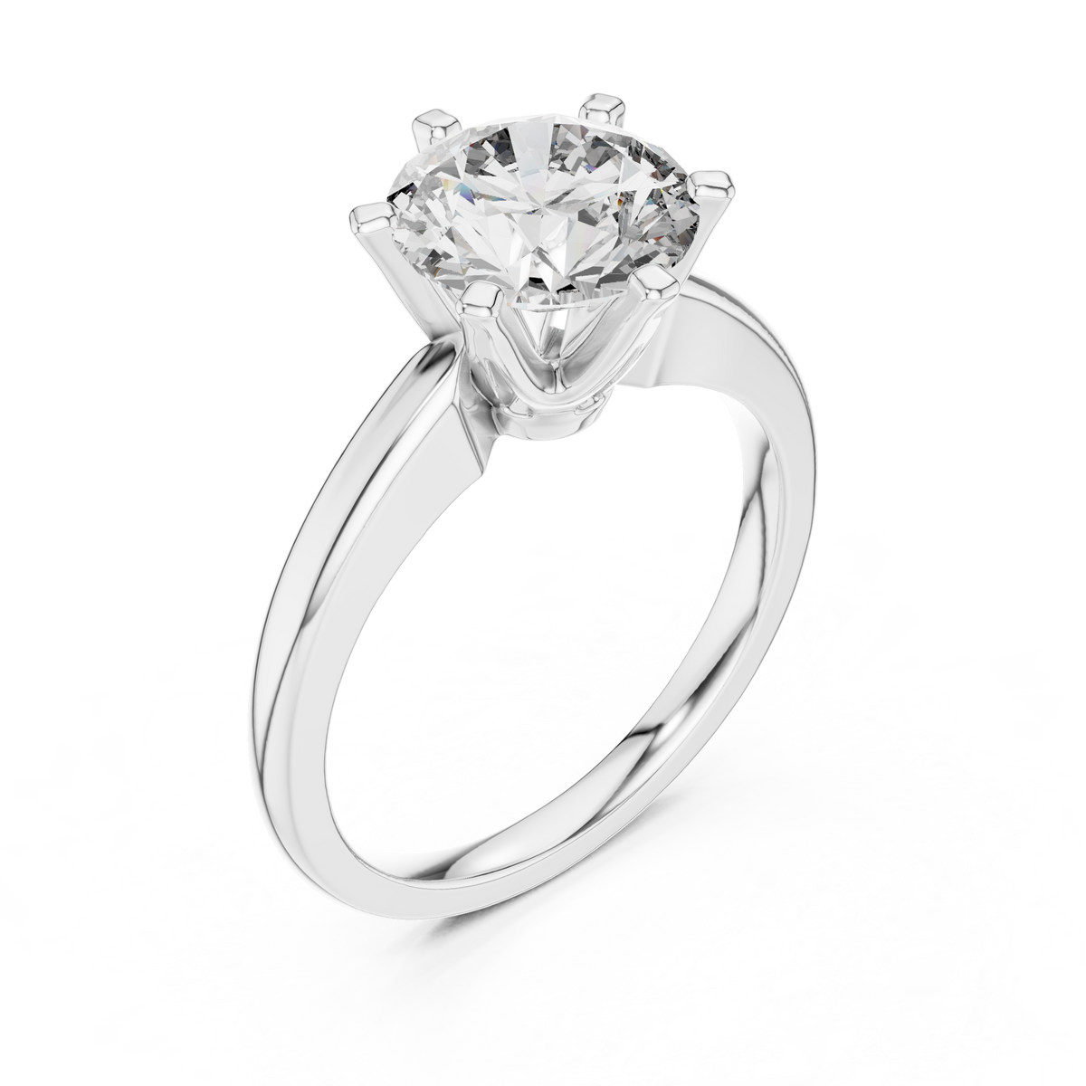 Timeless Tiffany-style Six-Prong Round Solitaire Engagement Ring