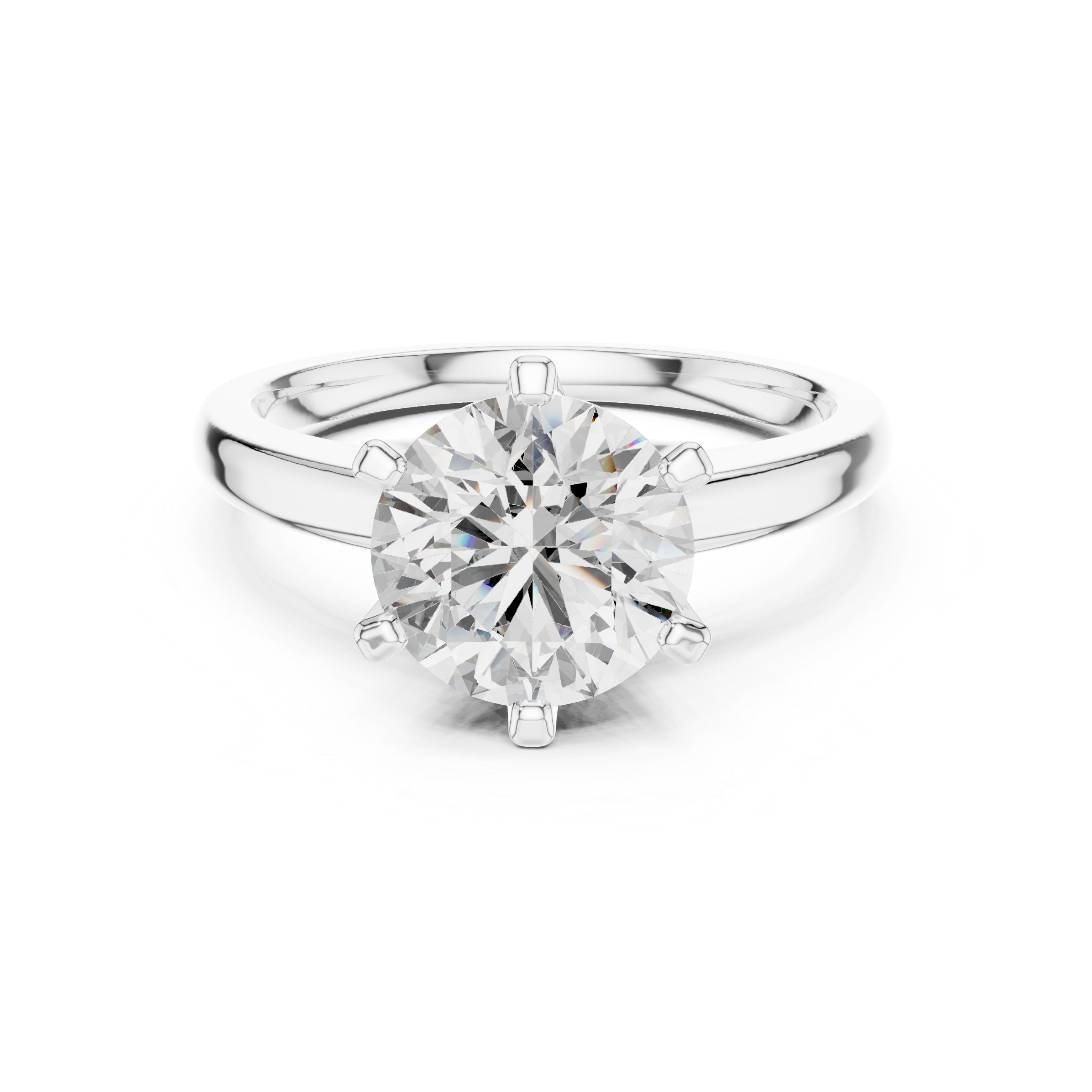 Timeless Tiffany-style Six-Prong Round Solitaire Engagement Ring
