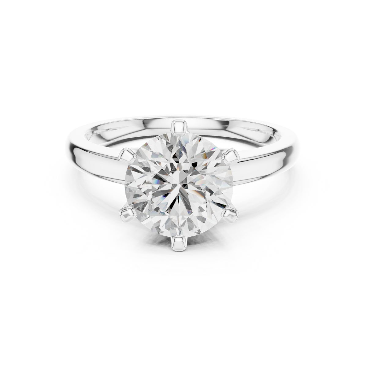 Timeless Tiffany-style Six-Prong Round Solitaire Engagement Ring