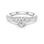 Solitaire Moissanite Engagement Ring with Pave Diamond Split Shank