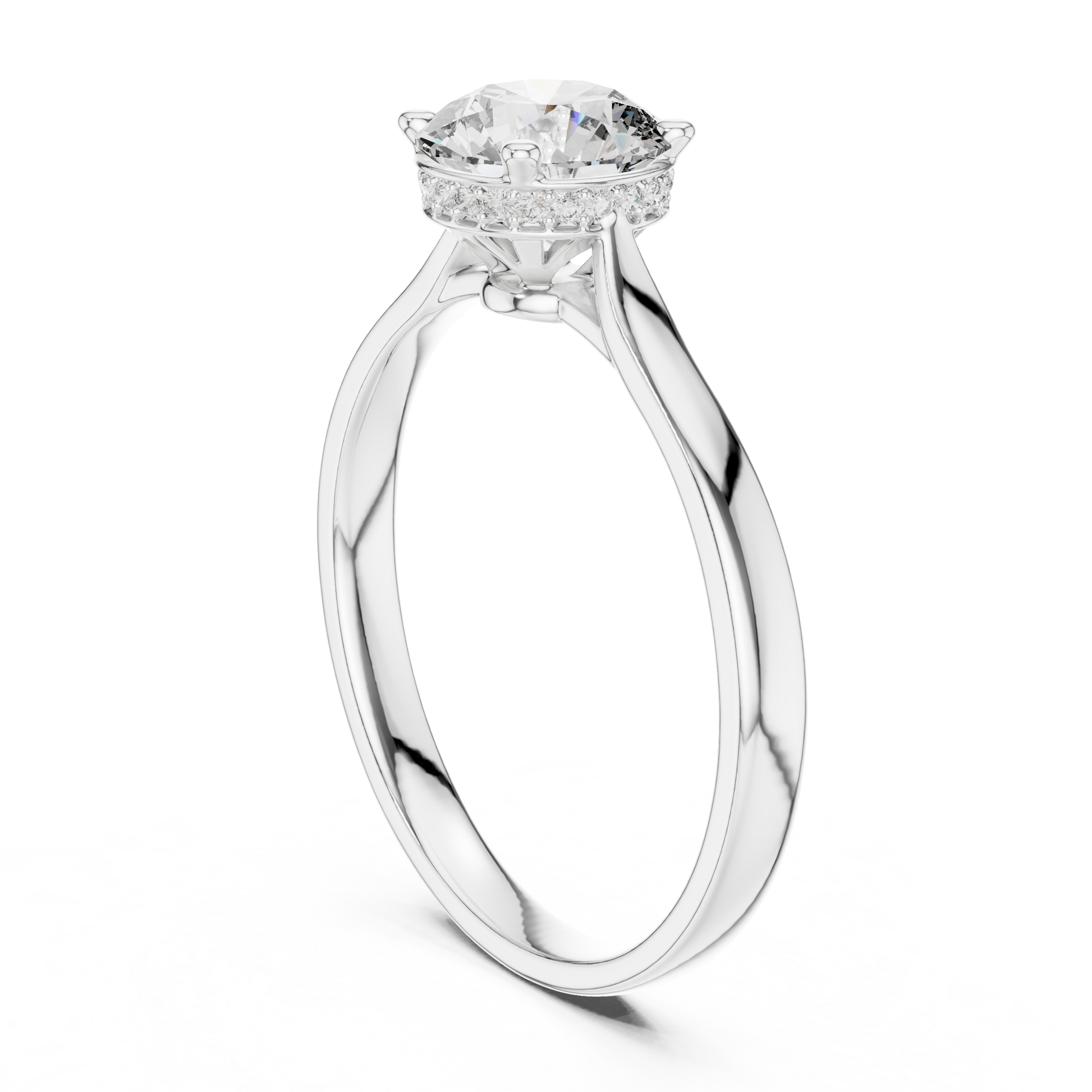 Classic Round Brilliant Hidden Halo Solitaire Moissanite Engagement Ring