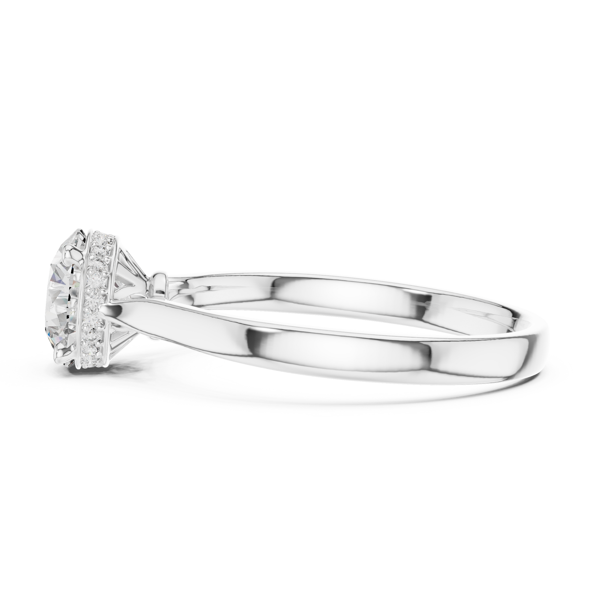 Classic Round Brilliant Hidden Halo Solitaire Moissanite Engagement Ring