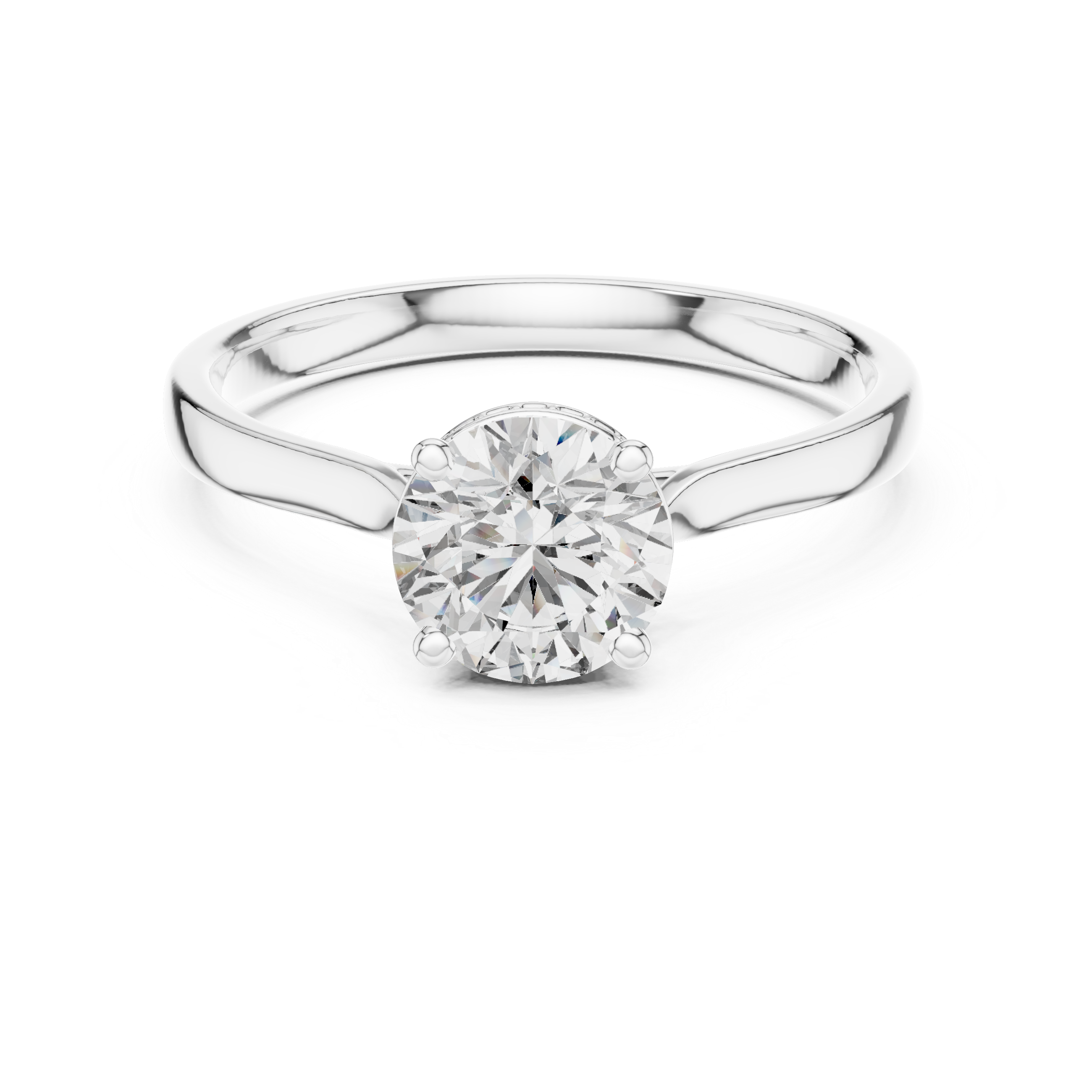 Classic Round Brilliant Hidden Halo Solitaire Moissanite Engagement Ring