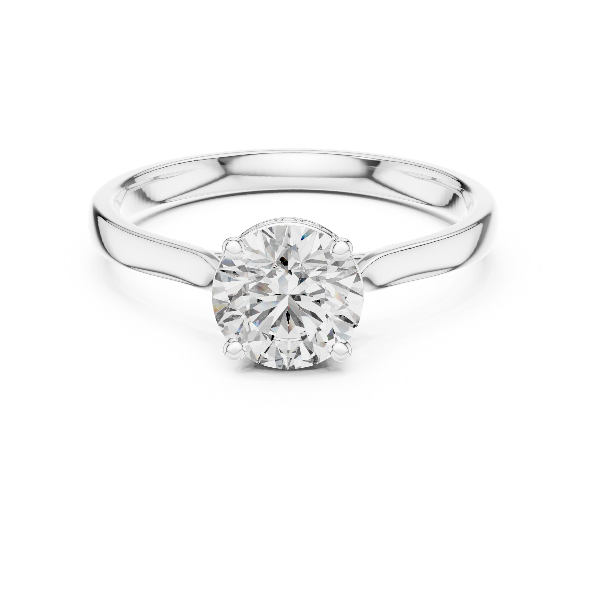 Classic Round Brilliant Hidden Halo Solitaire Moissanite Engagement Ring