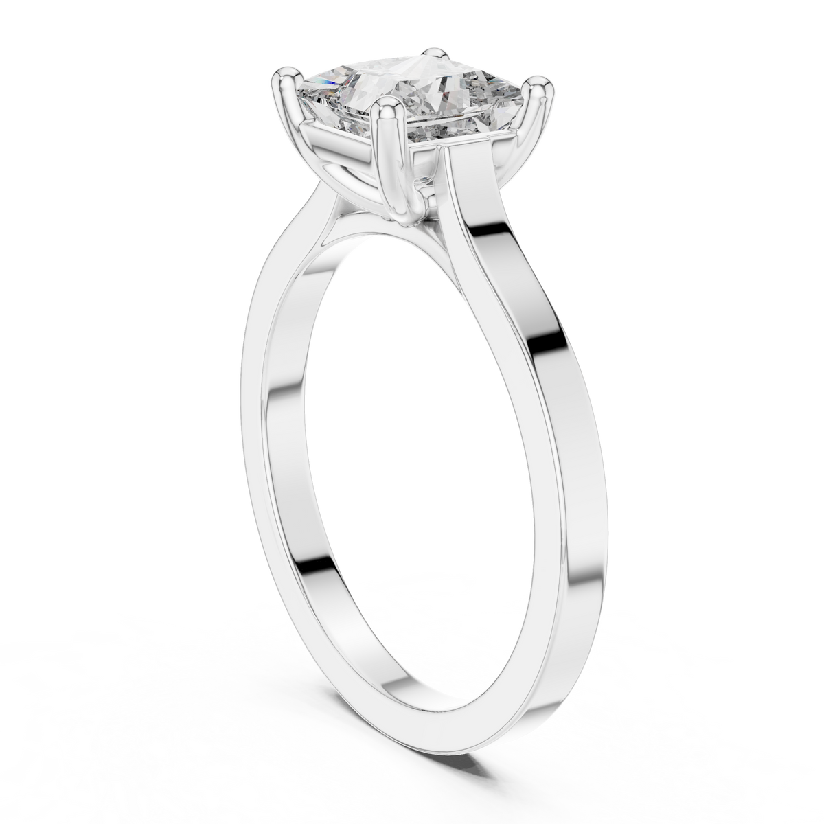 Classic Princess-Cut Solitaire Moissanite Engagement Ring